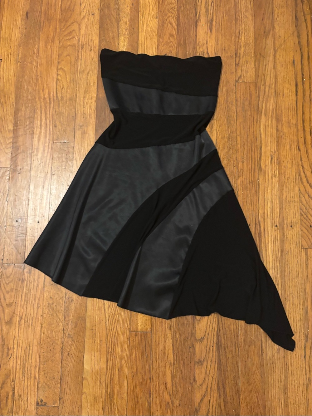 Funky Asymmetrical Black Strapless Dress